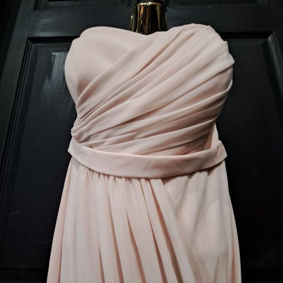 DAVID'S BRIDAL Pink Mesh Grecian Inspired Draped Formal Dress Gown SZ: 8 - Picture 6 of 16